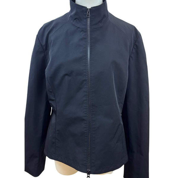 Nine West Womens Black Zip-Front Jacket With High Collar & Long Sleeves