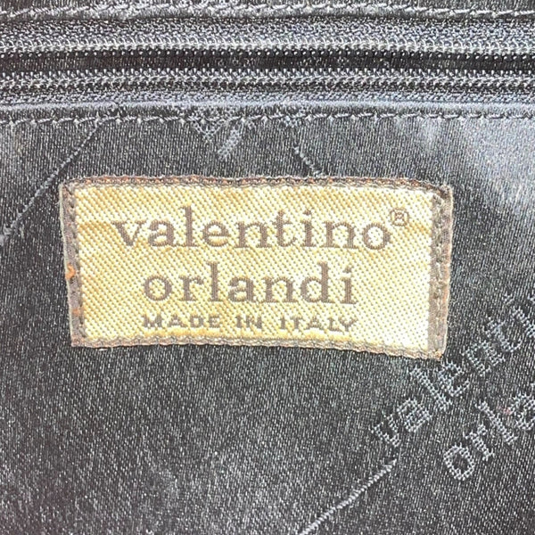 Valentino Orlandi Made In Italy Women’s Black Leather Gold Hardware Shoulder Bag
