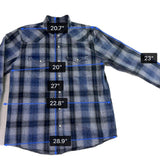 Lucky Brand Mens Blue Cotton Plaid Button-Up Western Shirt Front Pockets Size M
