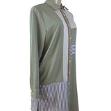 Kayra Womens Green Multicolor Striped Shirt Dress Long Sleeve Size 38