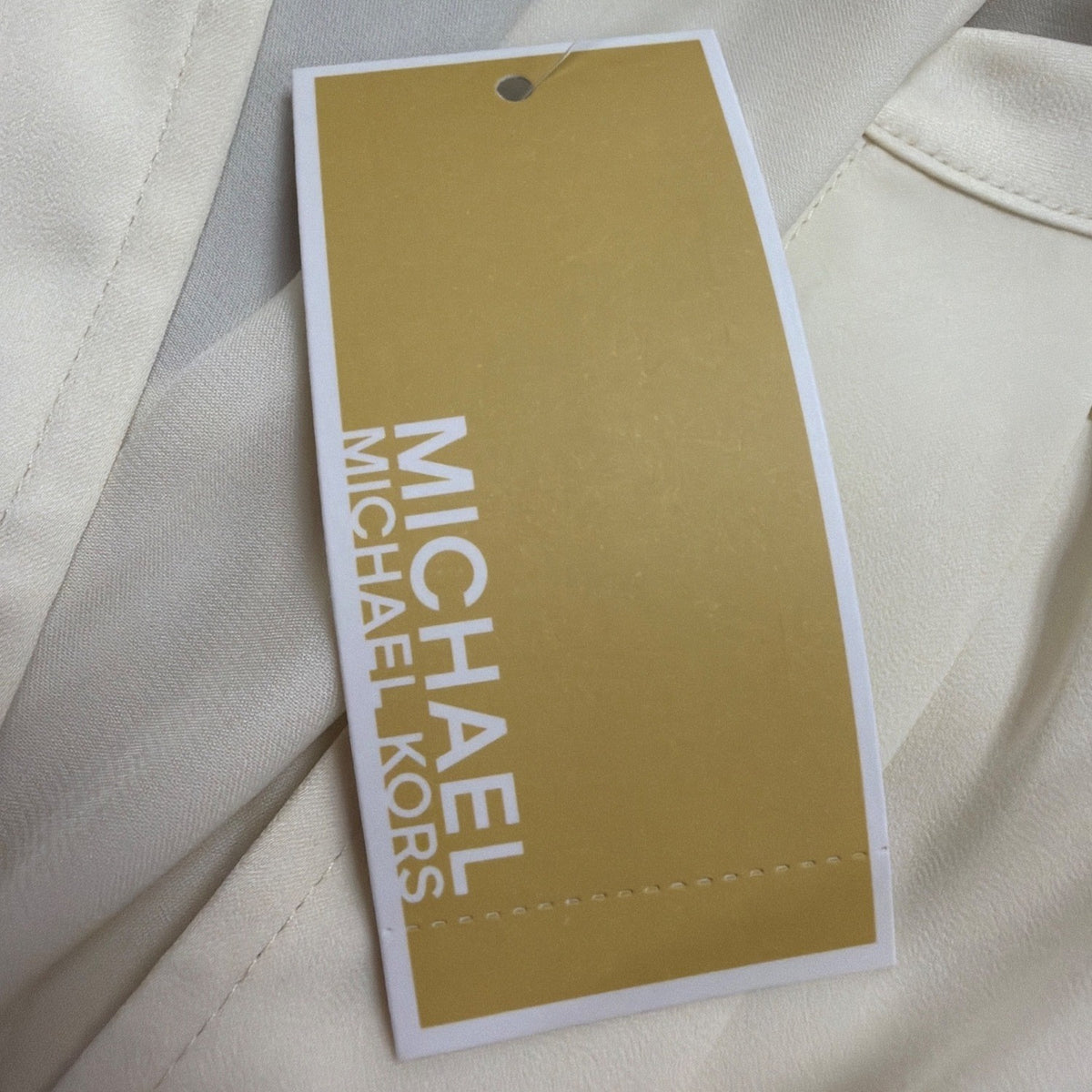 Michael Kors Womens Bone Pleated Long Sleeve Blouse Elegant Chic Sz M