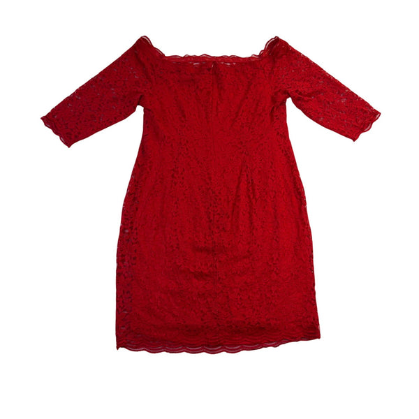 Lane Bryant Womens Red Lace Off-The-Shoulder Knee-Length Dress Size 18 