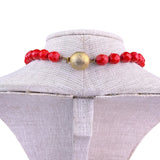 Les Bernard Womens Red Glass Bead Necklace Vintage Faceted Jewelry
