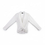 Gibsonlook Womens White Knit Long Sleeve Drape Front Top Size M