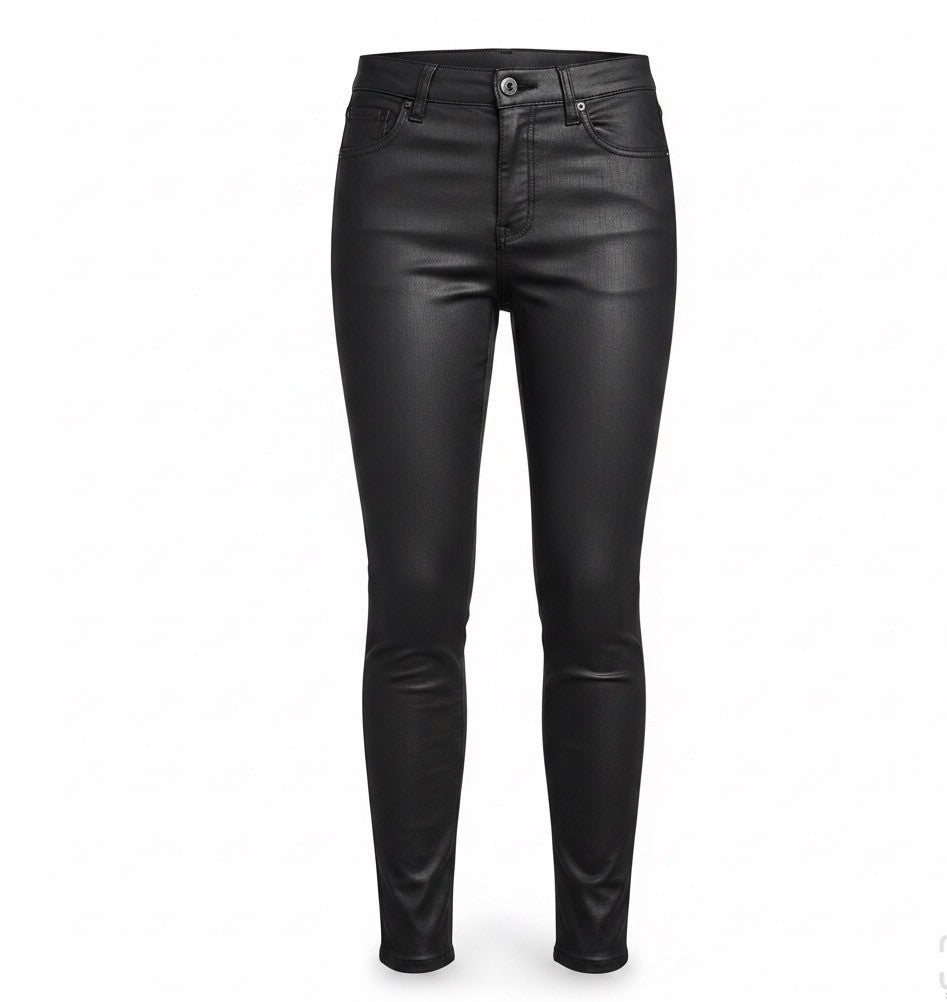 White House Black Market Womens Black Coated High Rise Skinny Jeans Size 10