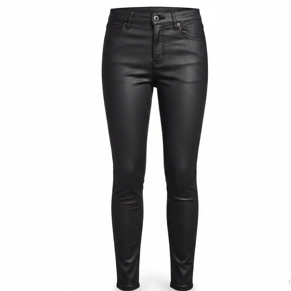 White House Black Market Womens Black Coated High Rise Skinny Jeans Size 10