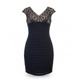 Adrianna Papell Womens Black Cotton\ Lace Overlay Cocktail Dress Size 12
