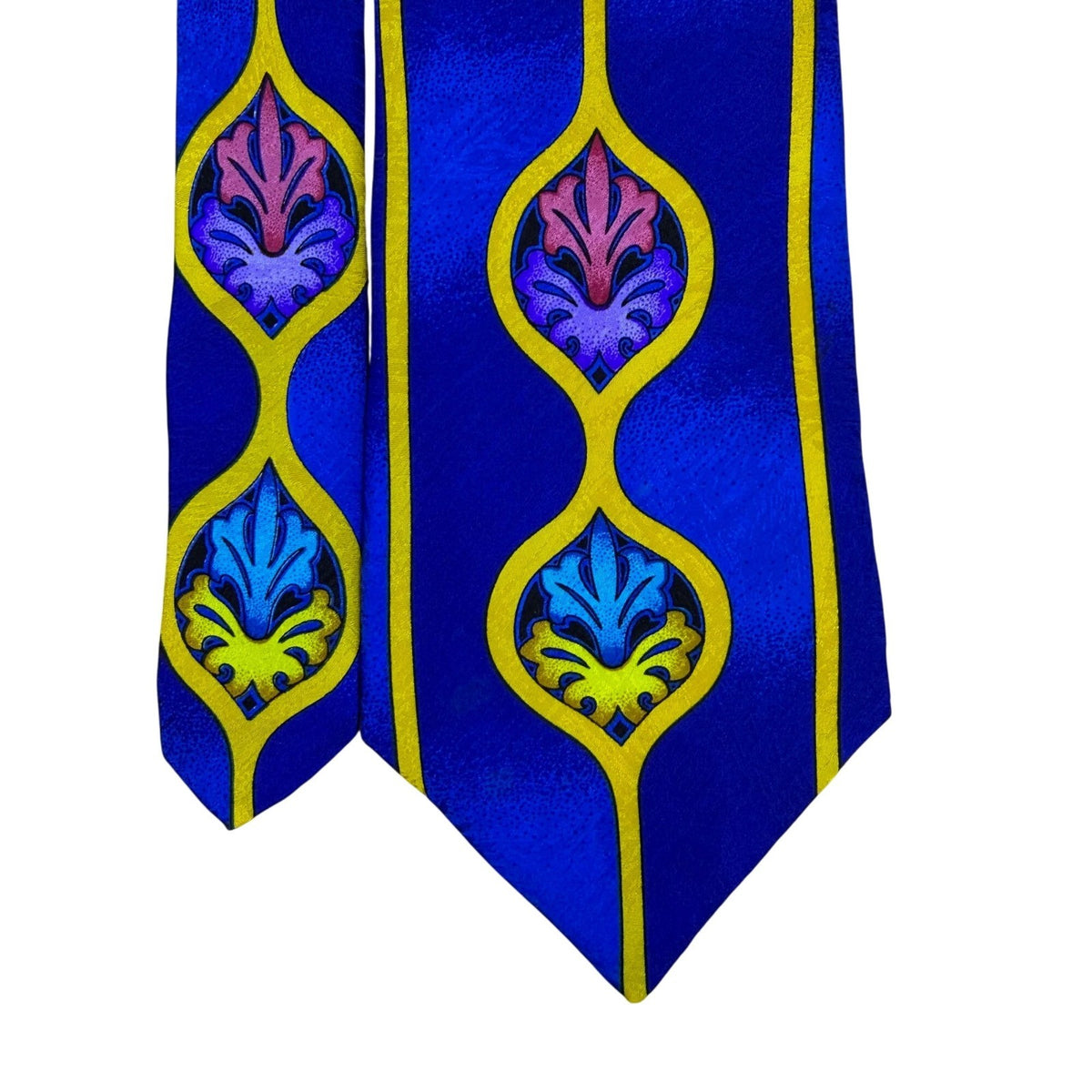 Rush Limbaugh No Bounderies Blue & Yellow Silk Geometric Pattern Necktie