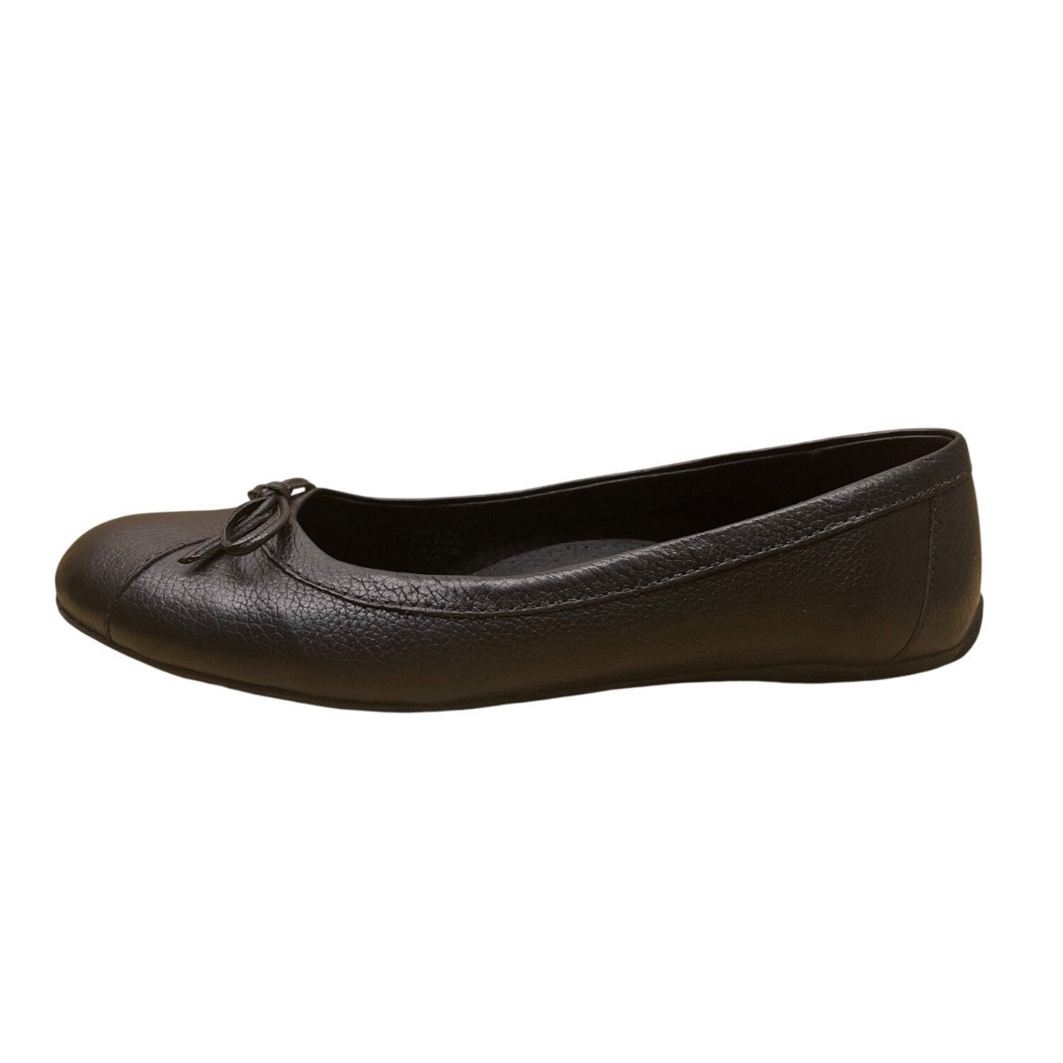 LL Bean Women’s Black Leather Bow Accent Classic Slip-On Ballet Flats Size 8M