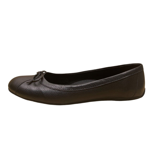 LL Bean Women’s Black Leather Bow Accent Classic Slip-On Ballet Flats Size 8M