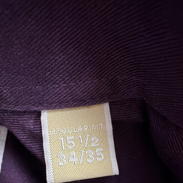 Michael Kors Mens Purple Cotton Button-Up Long Sleeve Shirt Regular Fit Sz 15.5