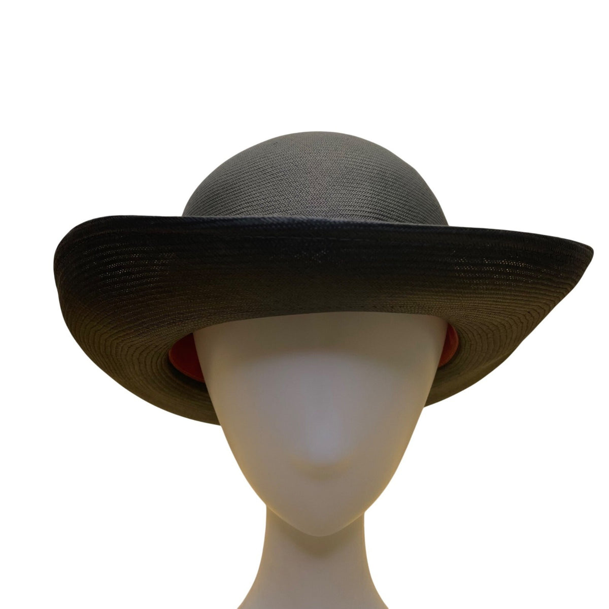 Adolfo II Womens Black Straw Bowler Hat Woven Ribbon Bow Accent Vintage Style