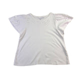 Chicos Womens White Cotton Eyelet Flutter Sleeve Blouse Size 1 US M