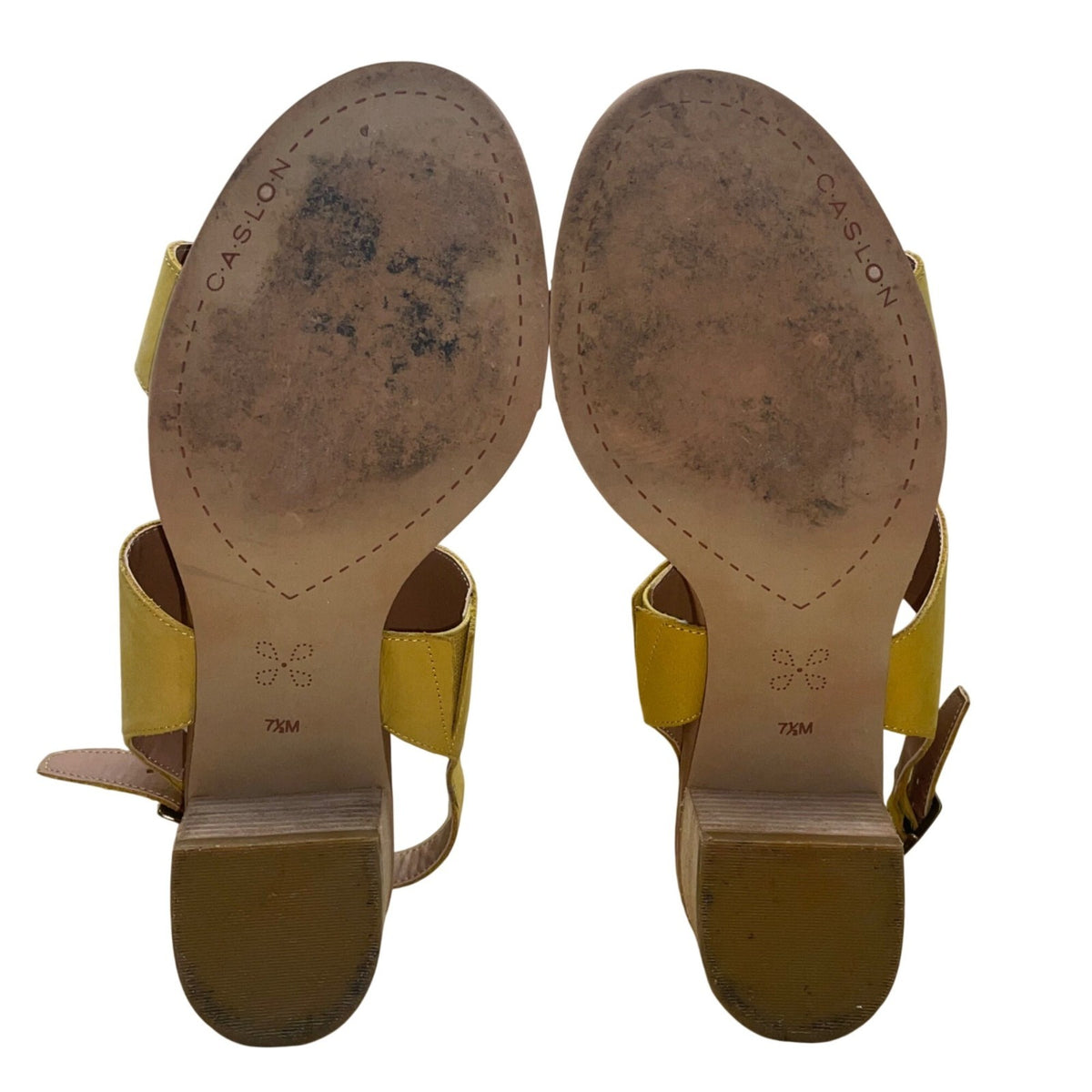 Caslon Women’s Yellow Leather Adjustable Strap Block Heel Sandals Size 7.5M