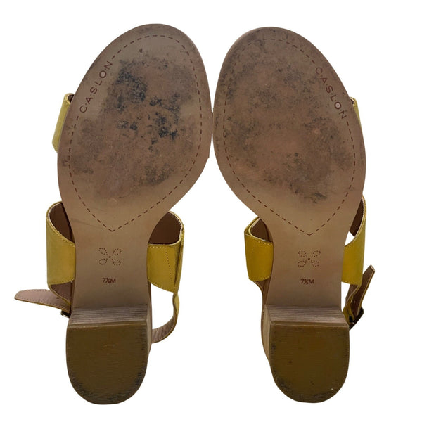 Caslon Women’s Yellow Leather Adjustable Strap Block Heel Sandals Size 7.5M