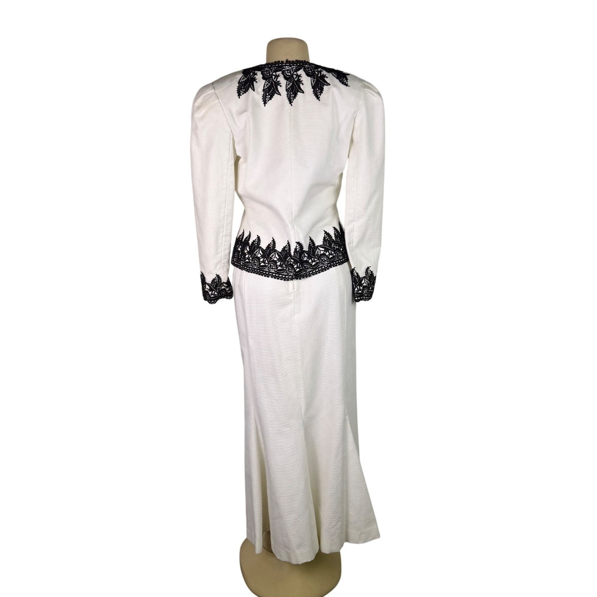 Victor Costa Women’s White & Black Dress & Blazer Set Elegant Lace Size 10