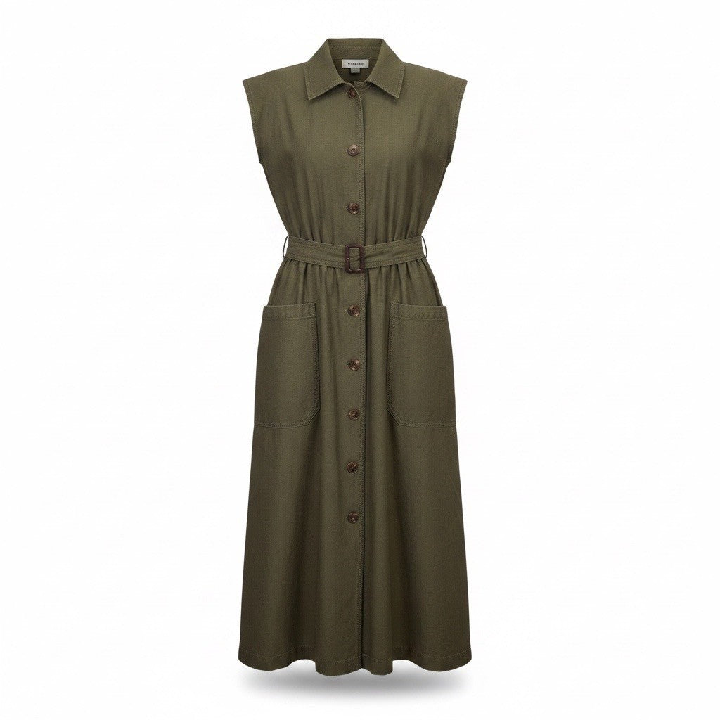 Calvin Klein Womens Olive Sleeveless Maxi Shirt Dress Size 2