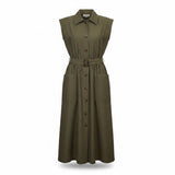 Calvin Klein Womens Olive Sleeveless Maxi Shirt Dress Size 2