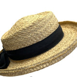 Vintage Straw Hat Black Ribbon Bow Design By Fiesta Santa Barbara One Size