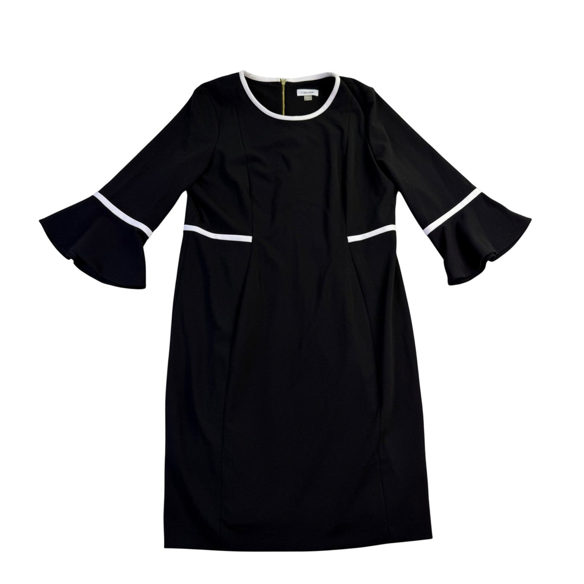 Calvin Klein Womens Black Classic Bell Sleeve Sheath Dress Size 16 
