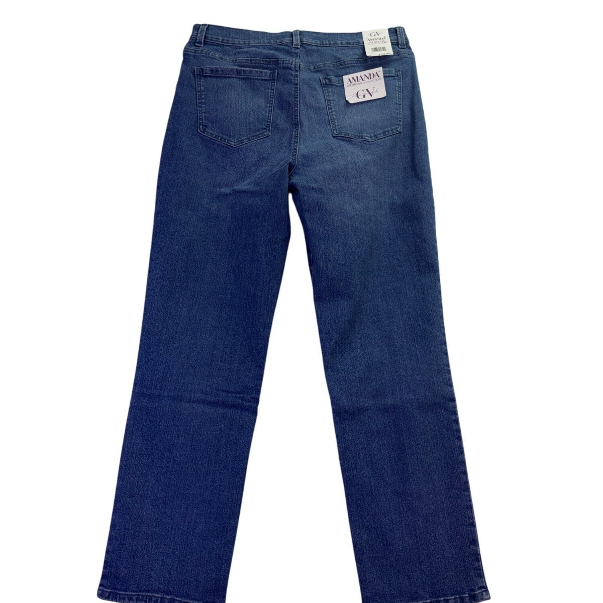 Gloria Vanderbilt Womens Blue Denim Amanda Straight-Leg Jeans Classic Fit Sz14
