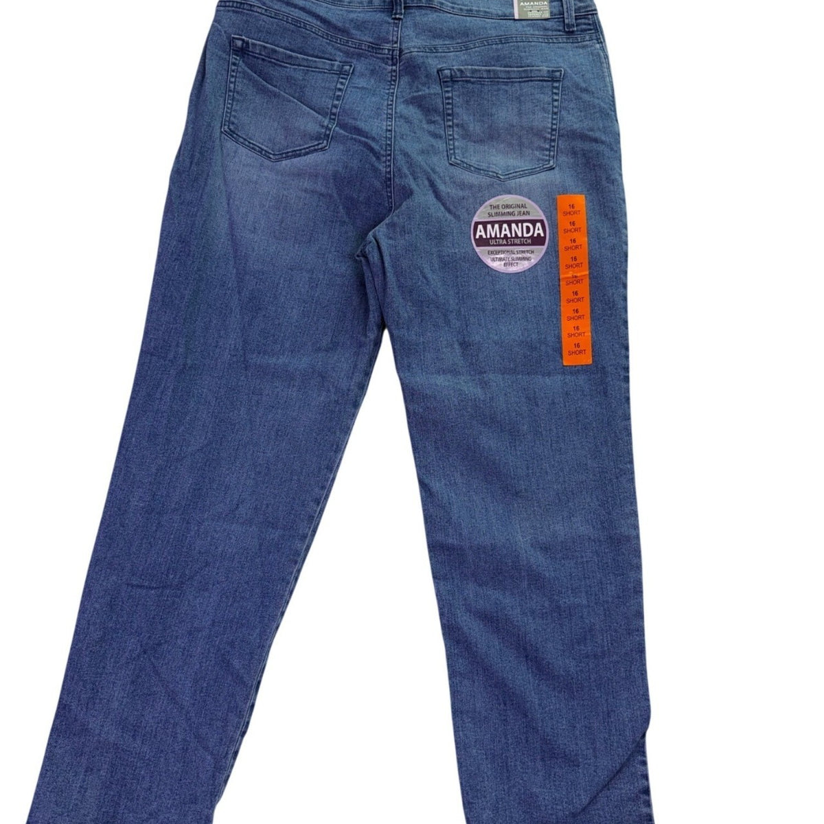 Gloria Vanderbilt Womens Blue Amanda Slimming Pull-On Denim Jeans Size 16