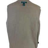 Lauren Ralph Lauren Womens Beige Sleeveless Vest With Faux Leather Trim Size XL