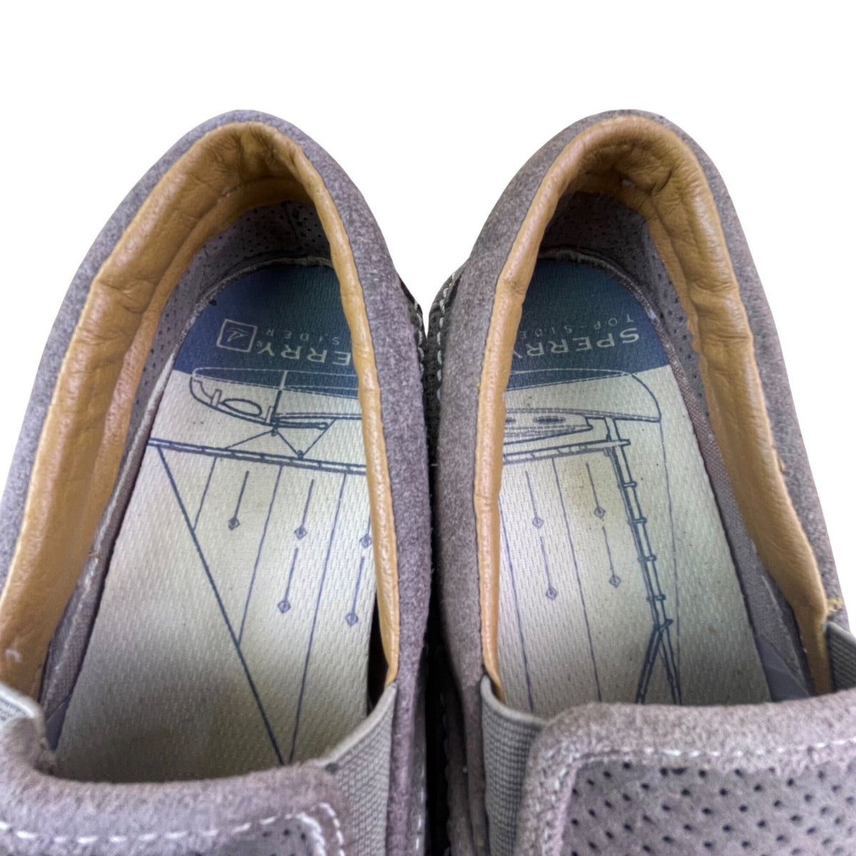 Sperry Men’s Gray Perforated Upper Leather Slip-On Loafers Shoes Size 9.5M