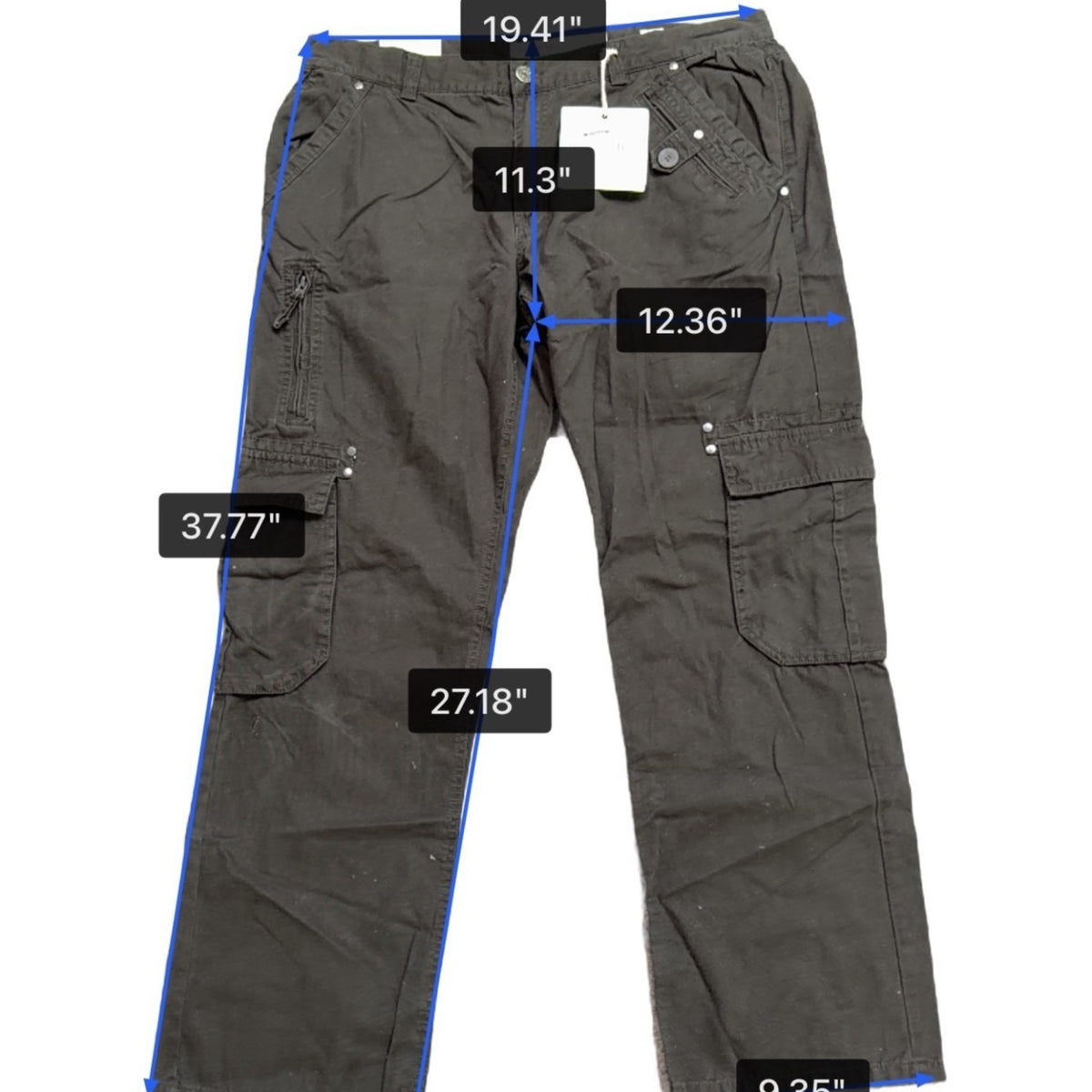 Worn-In Mens Black Cotton Cargo Pants Relaxed Fit Durable With Pockets Size 40