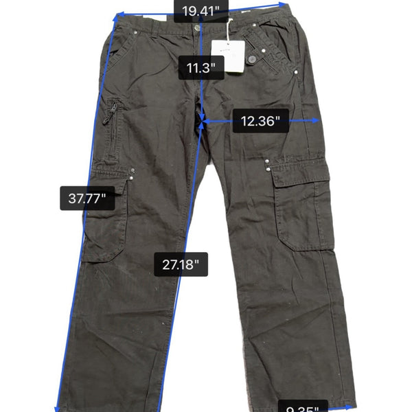 Worn-In Mens Black Cotton Cargo Pants Relaxed Fit Durable With Pockets Size 40