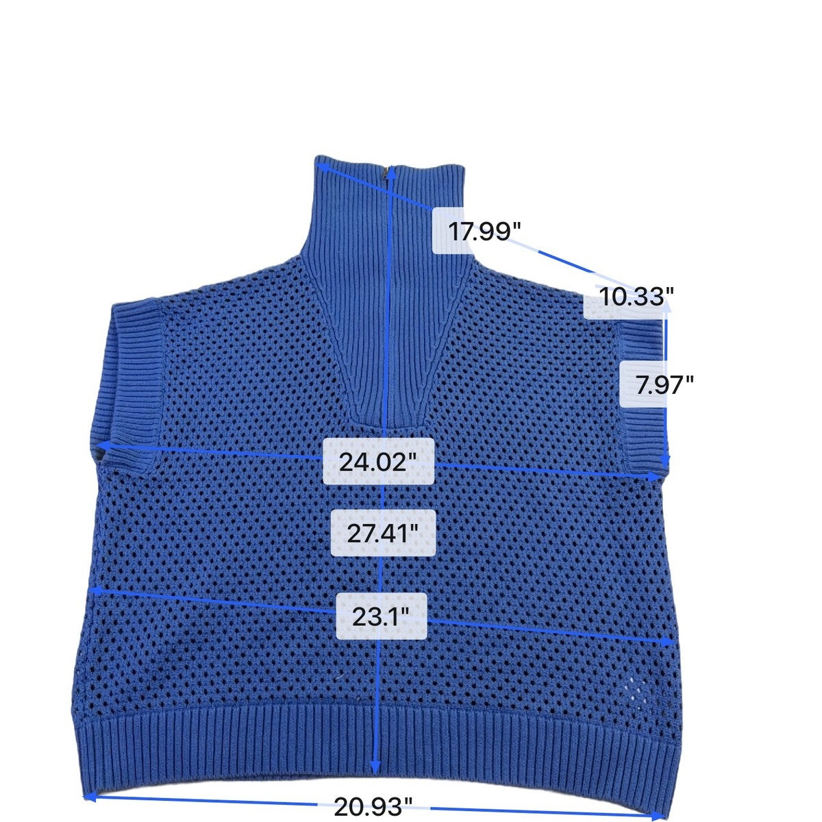 Vici Womens Royal Blue High Neck Sleeveless Textured Knit Sweater Vest Sz M