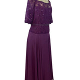 MGNY Women’s Magenta Lace & Chiffon Evening Gown With Sequins Size 16