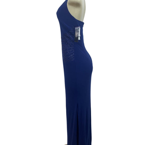 Laundry By Shelli Segal Womens Blue Polyester Spandex Halter Maxi Dress Size 4