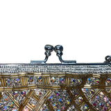 Vintage Women’s Gold Crystal Beaded Clutch Bag With Chain Strap & Satin Lining