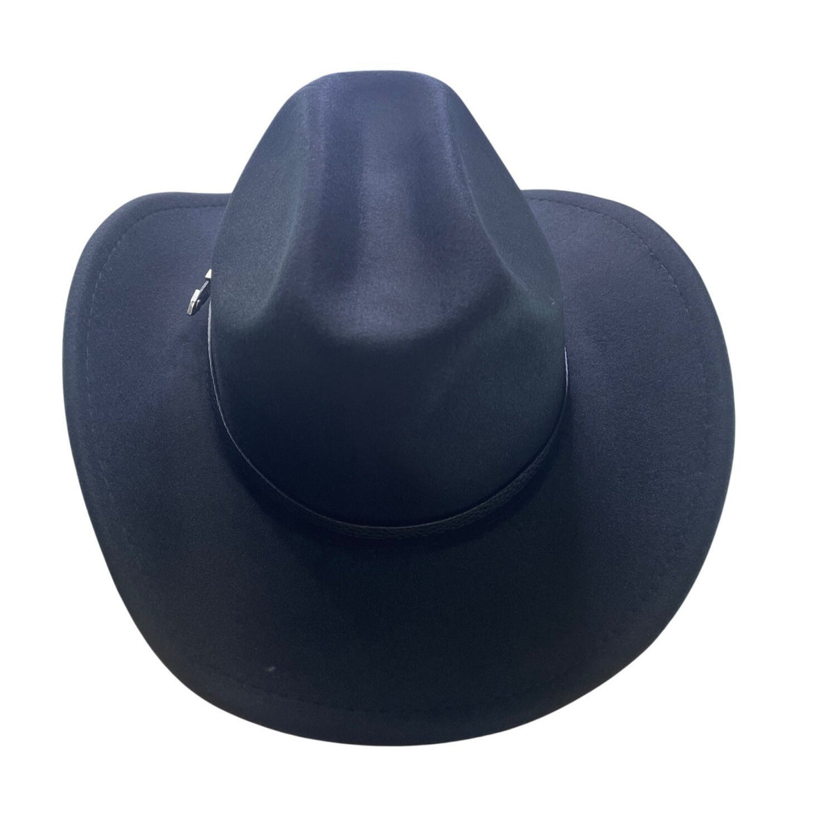 Black Western Cowboy Hat Unisex Faux Felt Buckle Accent Size OS