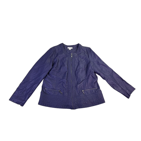 Christopher & Banks Womens Blue Jacket W/ Lace Detail Zipper Pockets Size XL