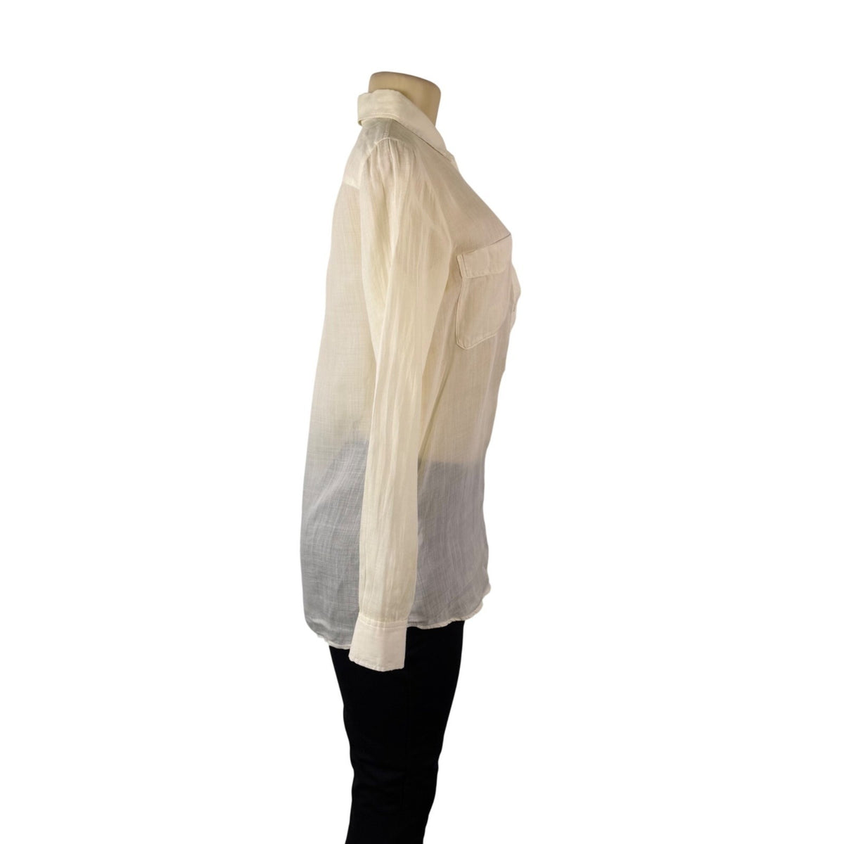 Theory Womens White Ramie Button-Up Long Sleeve Blouse With Pockets Size SP