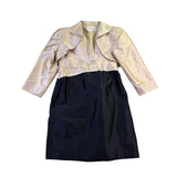 Occasions Mon Cheri Women Champagne & Black Silk Dress With Bolero Size 6 Formal
