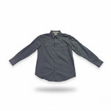 Coastal Mens Gray Cotton Long Sleeve Button-Down Military Style Shirt Size XL
