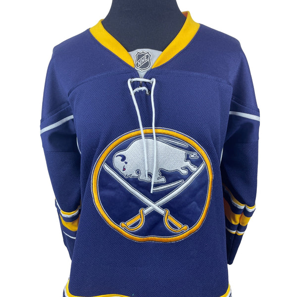 Reebok Buffalo Sabres Youth Boy's Navy Blue and Yellow NHL Jersey Sz L-XL