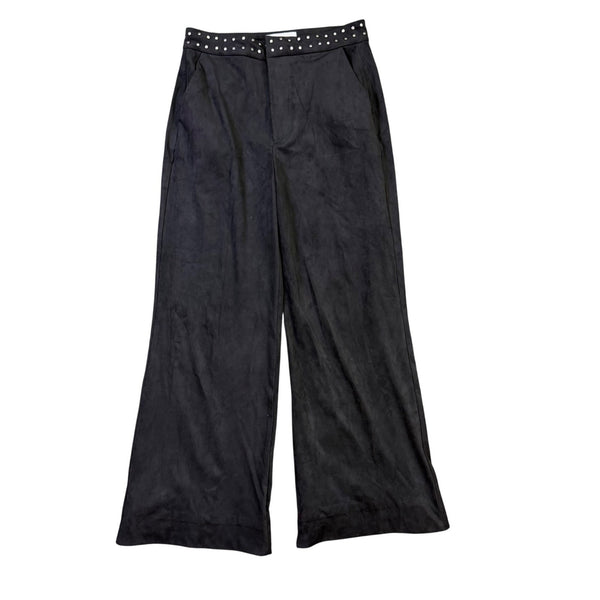 Dear John Womens Black Wide-Leg Pants With Studded Waistband Size 27