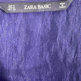 Zara Basic Womens Navy Cotton Long-Sleeve Maxi Wrap Dress With Tie Belt Sz  M