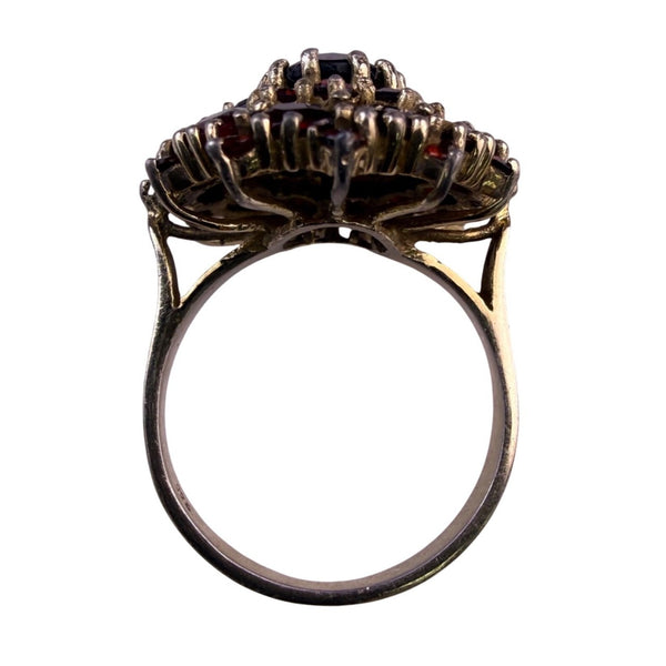 Vintage Womens Red Garnet Sterling Silver 925 Cluster Ring Jewelry Sz 8