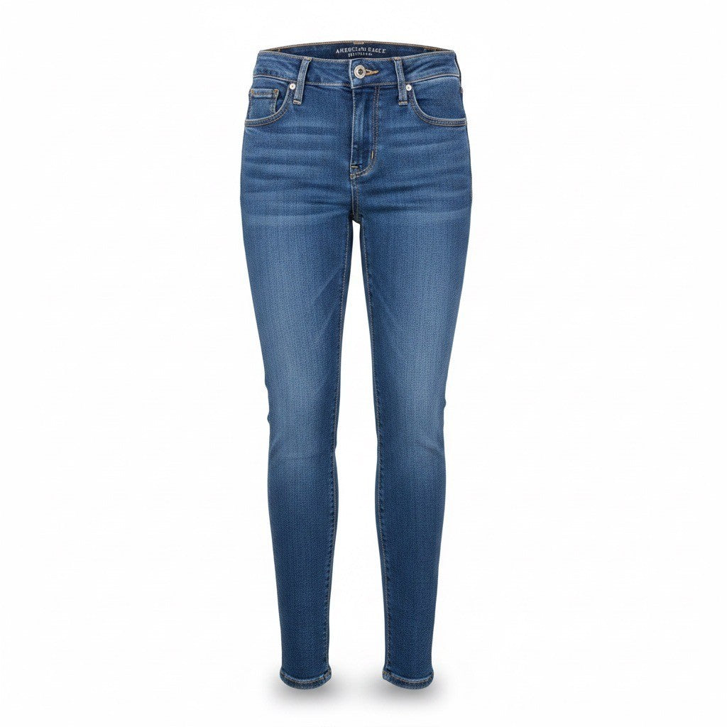 American Eagle Womens Blue Cotton Blend Skinny Jeans Short Stretch Denim Size 4