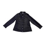 D2 Womens Black Button-Up Studded Denim Jacket Stylish Design Sz M