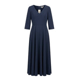 Azazie Womens Navy Midi Dress Stylish Fit & Flare 3/4 Sleeves  Sz- A16