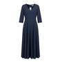 Azazie Womens Navy Midi Dress Stylish Fit & Flare 3/4 Sleeves  Sz- A16