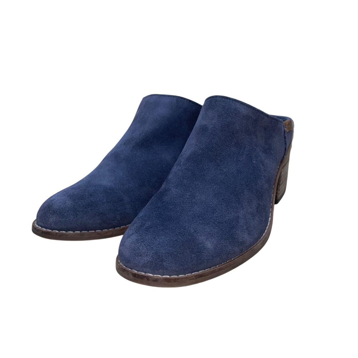 Toms Women’s Navy Suede With Block Heel Slip-On Mule Shoes Size 7.5