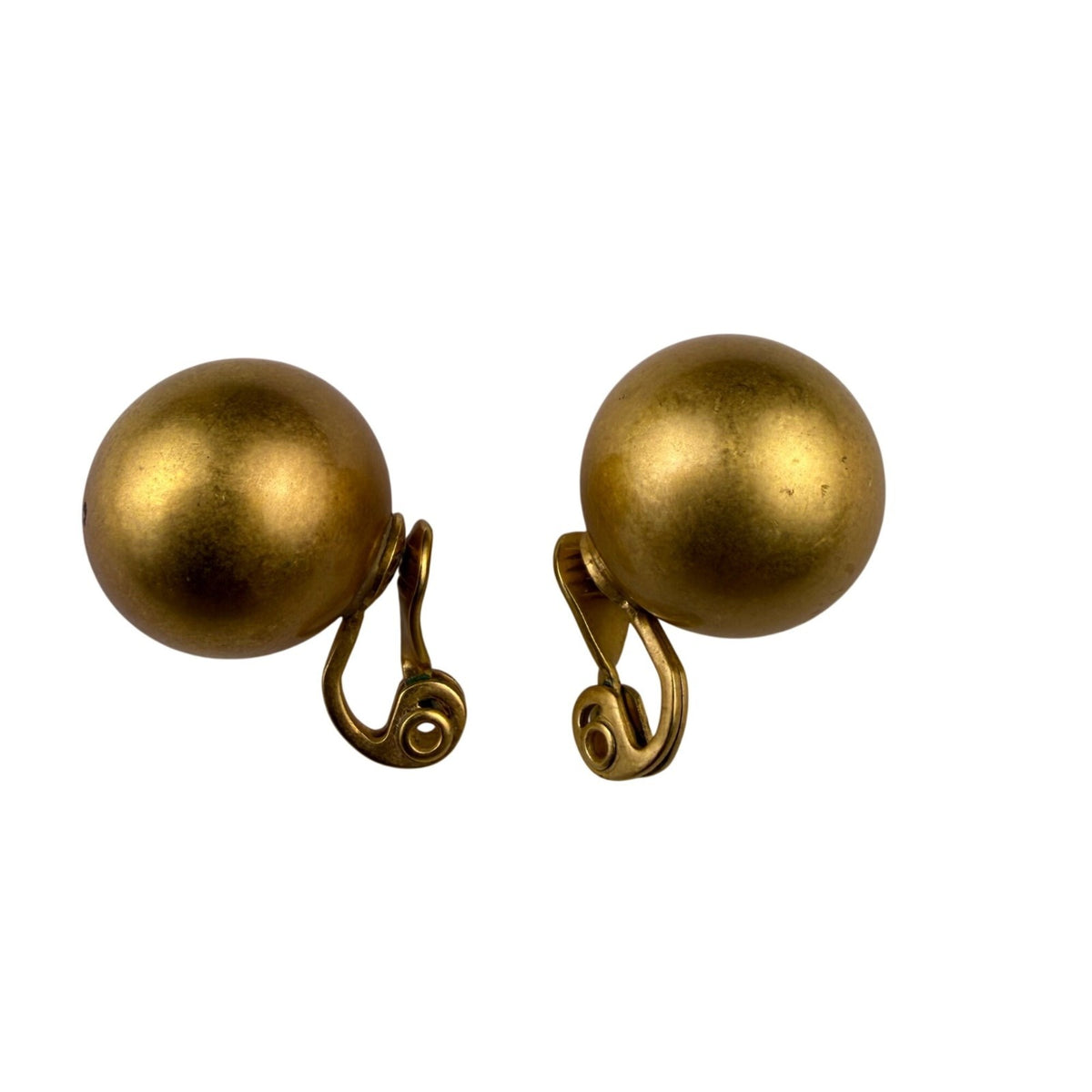 Monet Women Gold Tone Clip-On Earrings Round Vintage 1950s Signed Jewelry