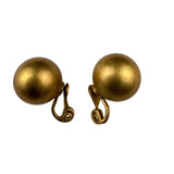 Monet Women Gold Tone Clip-On Earrings Round Vintage 1950s Signed Jewelry